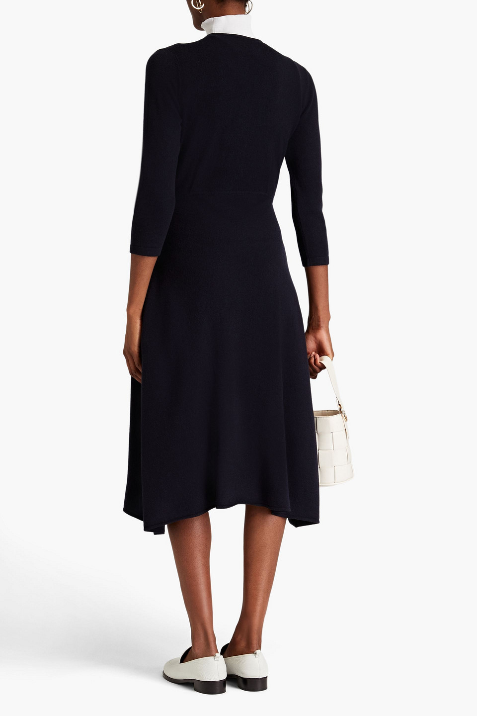 Shop Arch4 Florentina Cashmere Midi Wrap Dress In Midnight Blue