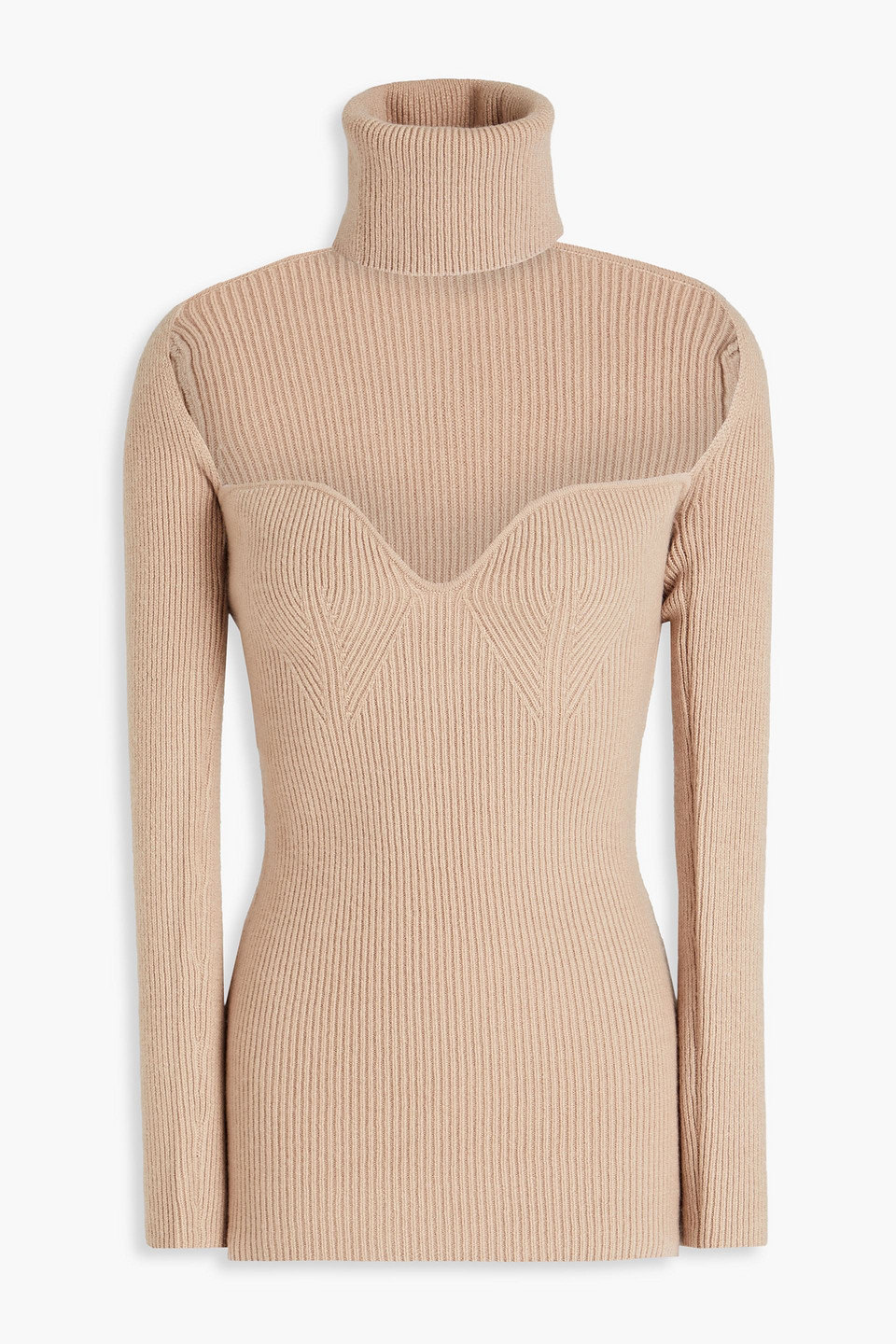 Arch4 Amandine Convertible Ribbed Cashmere Sweater In Sand