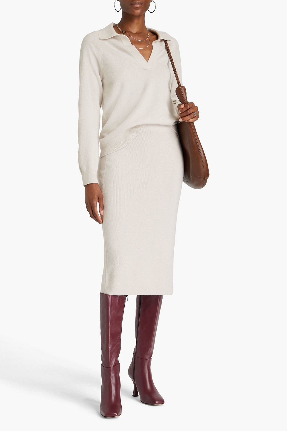 Shop Arch4 Gladiolus Cashmere Polo Sweater In Ivory