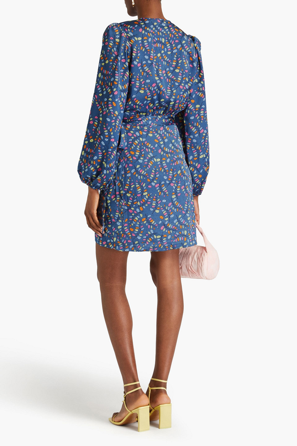 STELLA NOVA ADONA PRINTED SATIN-CREPE MINI WRAP DRESS