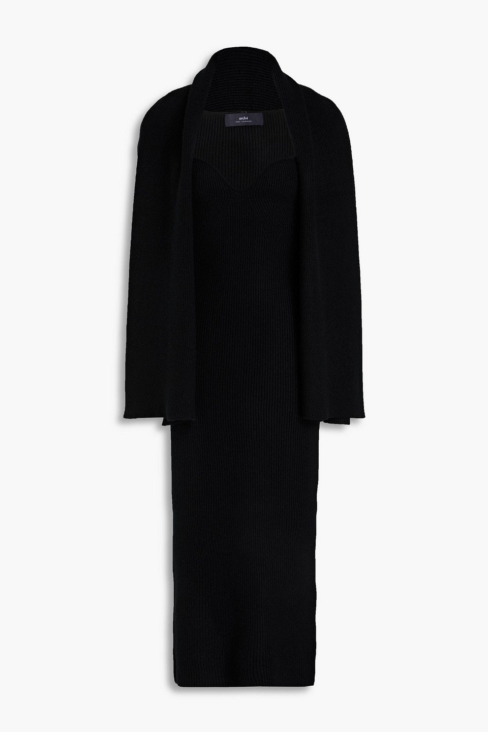 Arch4 Ribbed Cashmere Midi Dress In Black