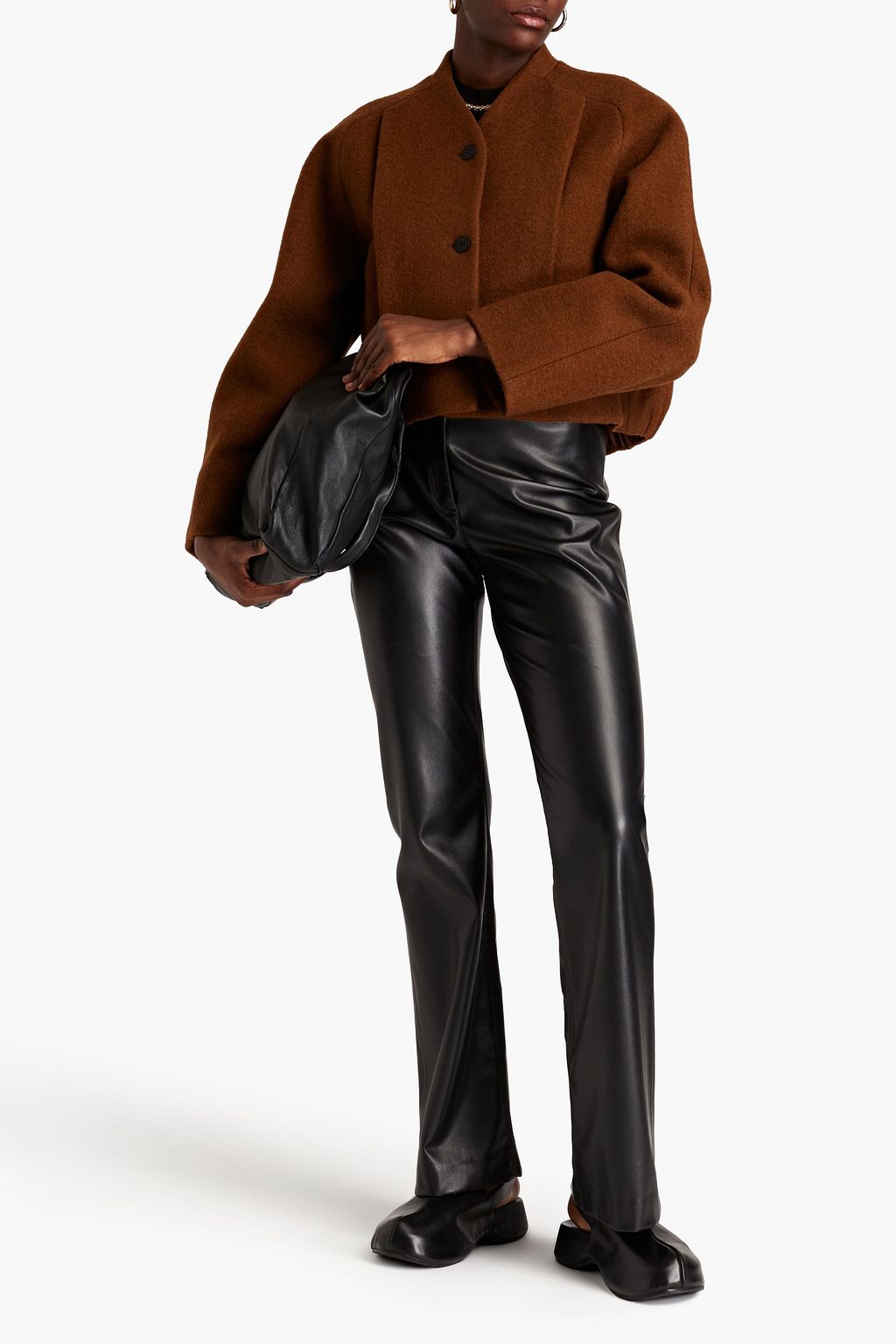 LE 17 SEPTEMBRE Oversized pleated wool-blend felt jacket