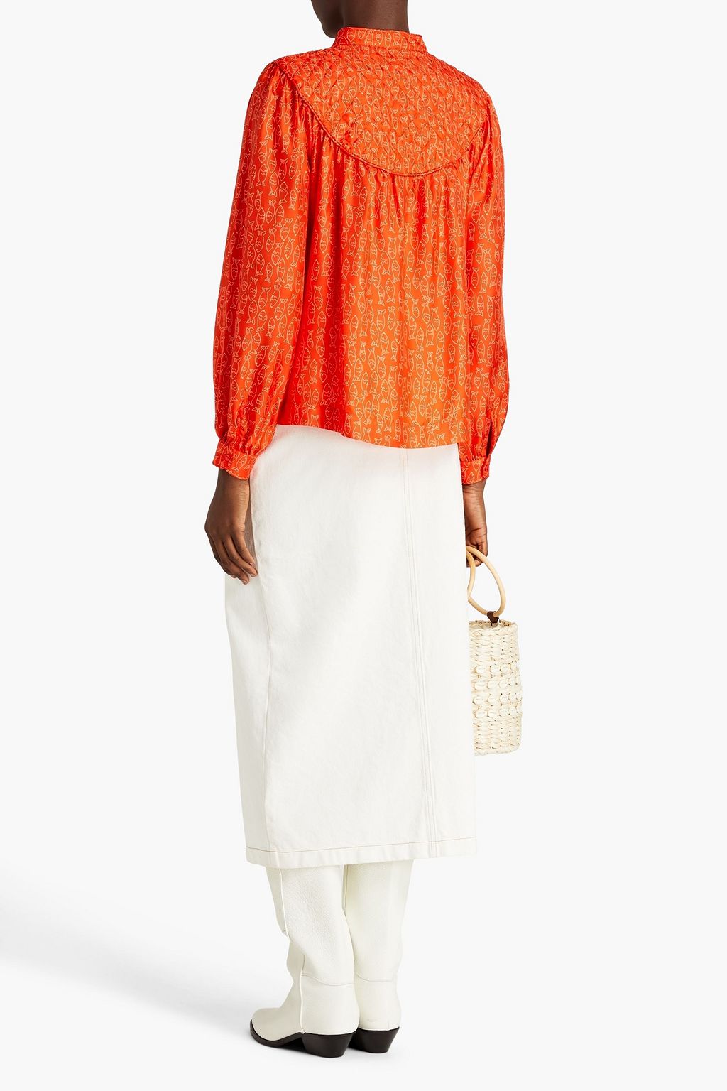 STELLA NOVA Emalie printed silk-twill blouse