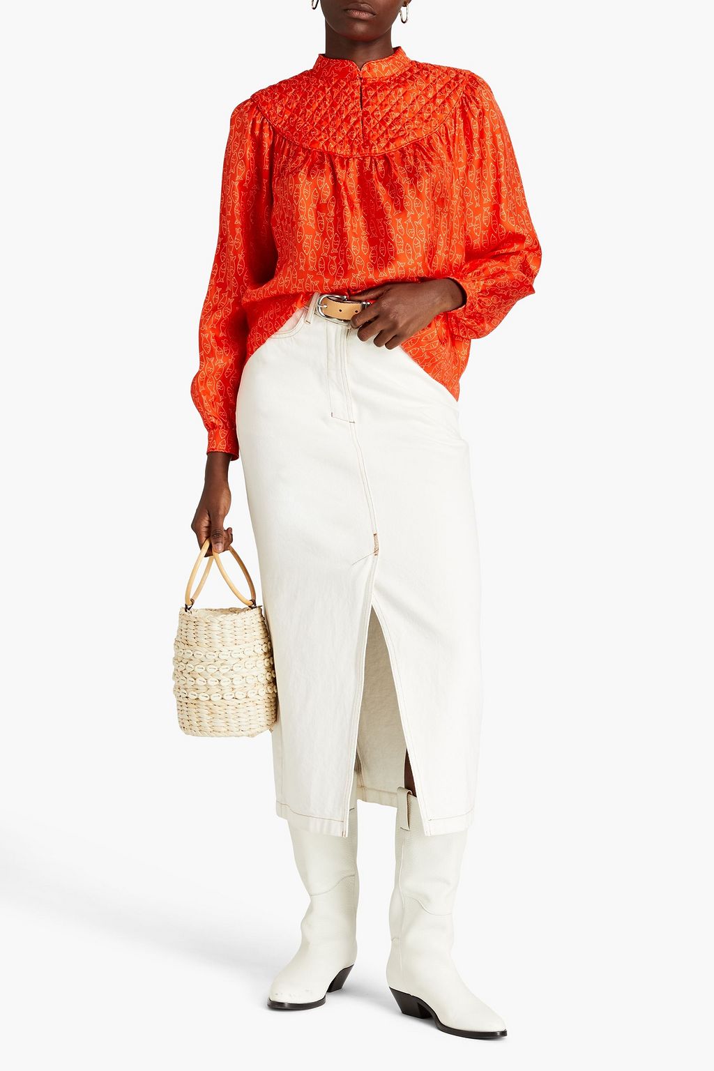 STELLA NOVA Emalie printed silk-twill blouse