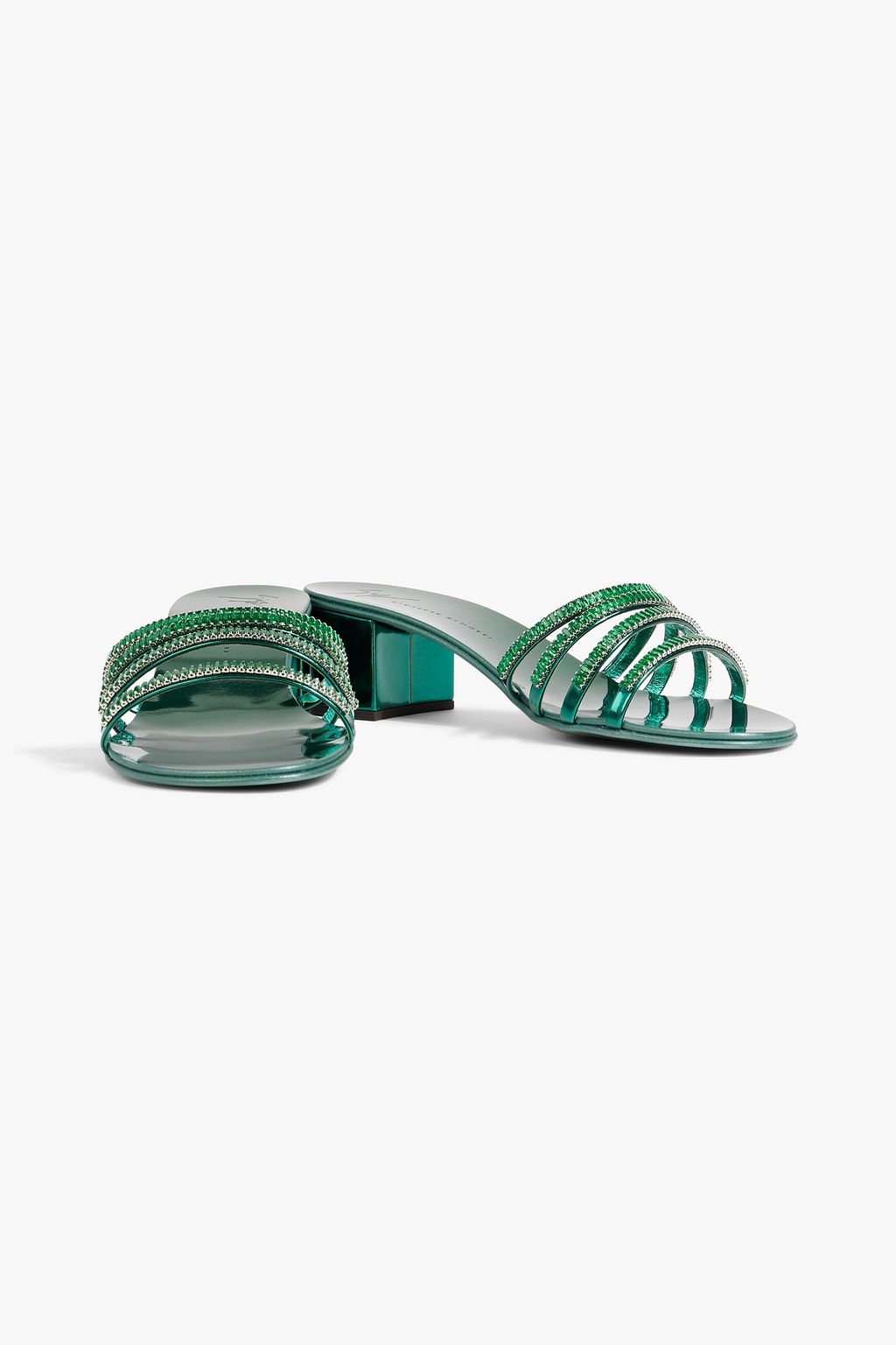 GIUSEPPE ZANOTTI Iride Crystal 40 embellished patent-leather mules