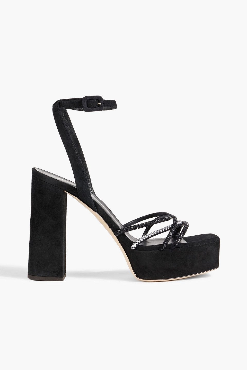 Shop Giuseppe Zanotti Arhama Crystal-embellished Suede Platform Sandals In Black