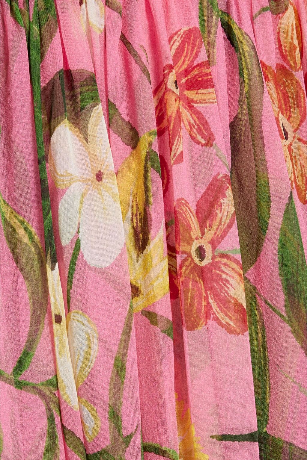 OSCAR DE LA RENTA Strapless floral-print silk-voile maxi dress