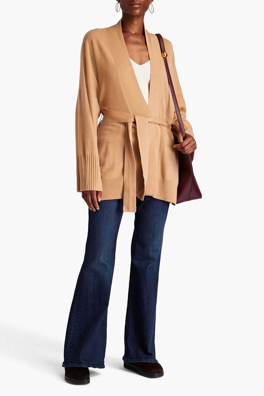 NILI LOTAN Belted cashmere cardigan