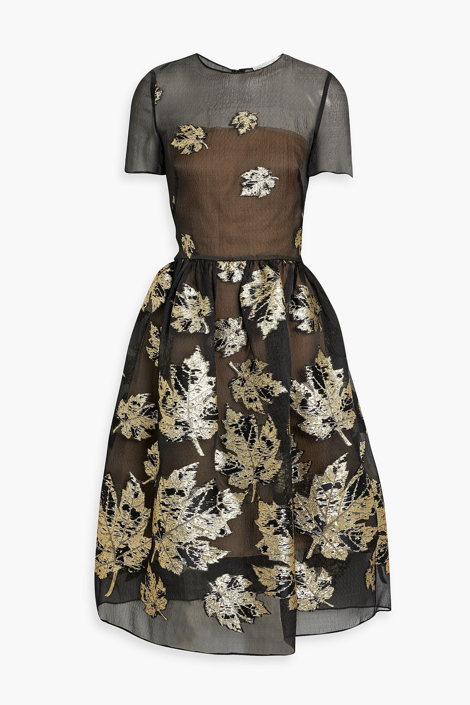 OSCAR DE LA RENTA METALLIC SILK-BLEND ORGANZA-JACQUARD MIDI DRESS,3074457345637318715