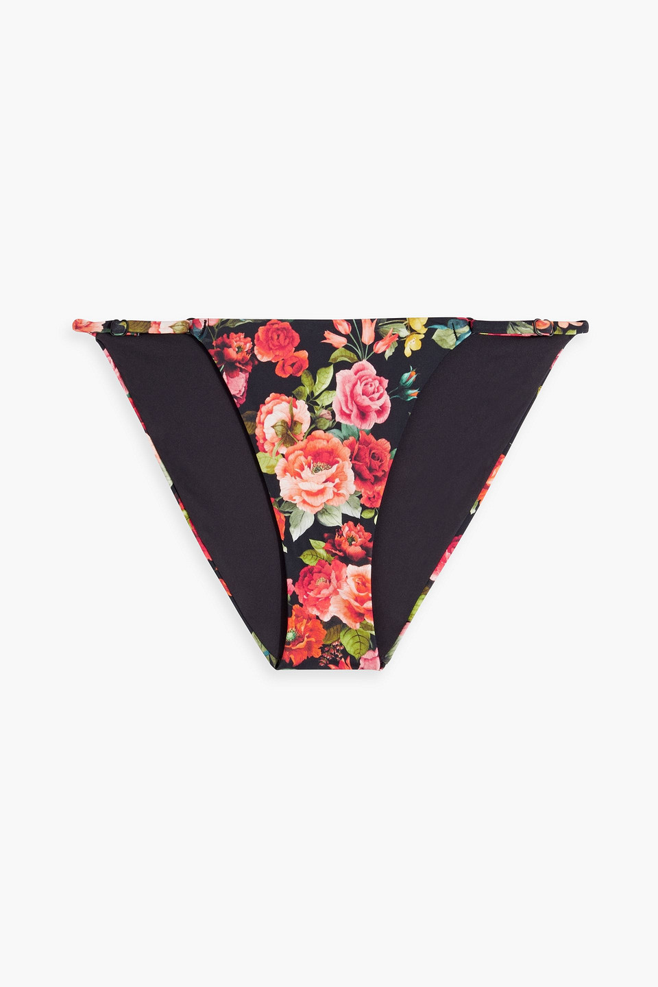 Onia Cutout Floral-print Bandeau Bikini Top In Black