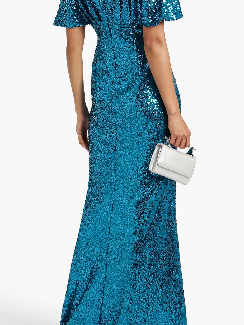 draped sequined mesh gown