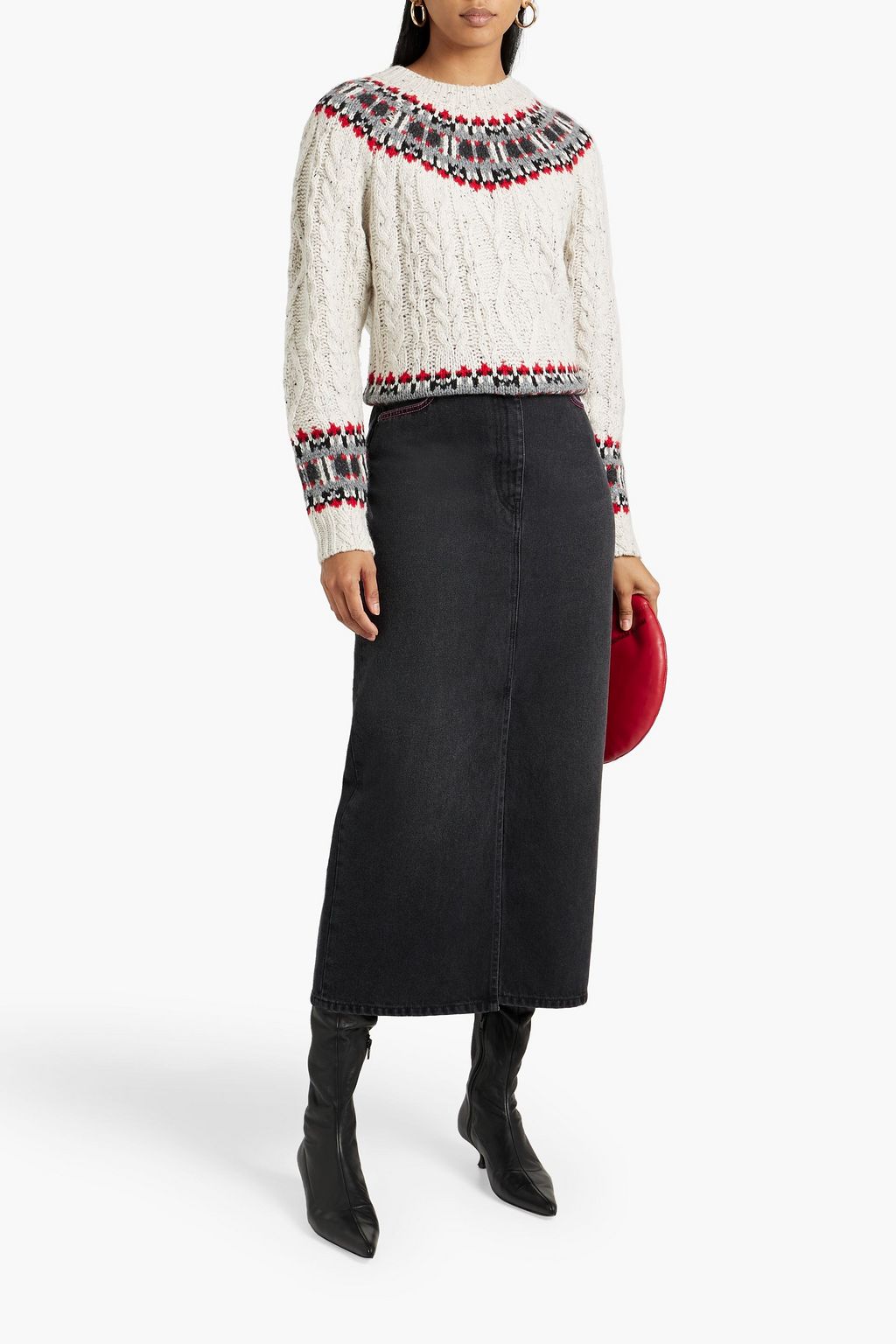 AUTUMN CASHMERE Fair Isle cableknit cashmere sweater THE