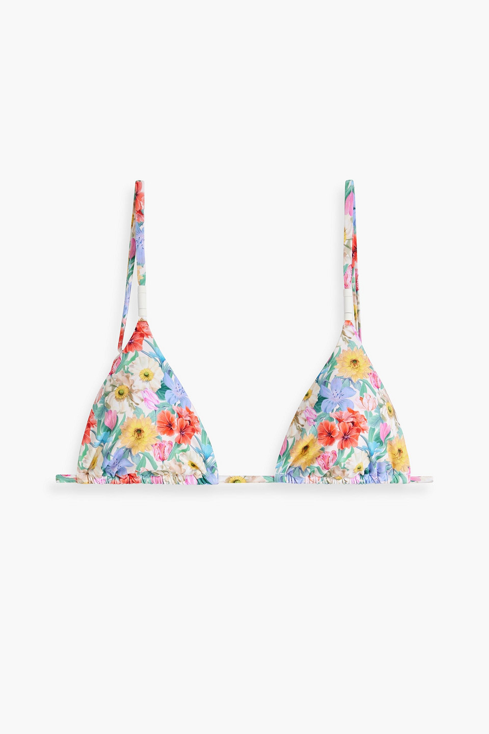 Shop Onia Alexa Floral-print Triangle Bikini Top In Light Blue