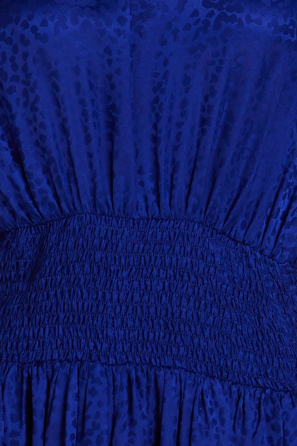 BALMAIN 셔링 디테일 레오파드 프린트 실크 새틴 자카드 미니 드레스