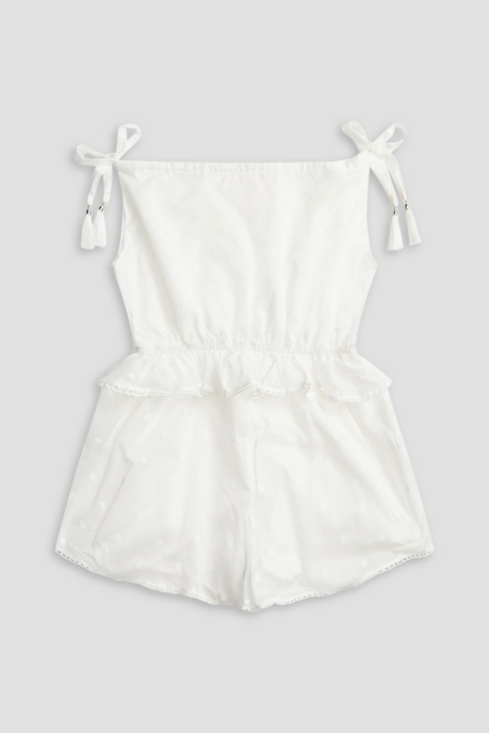 Zimmermann Kids Jasper Ruffled Polka-dot Cotton Playsuit In White