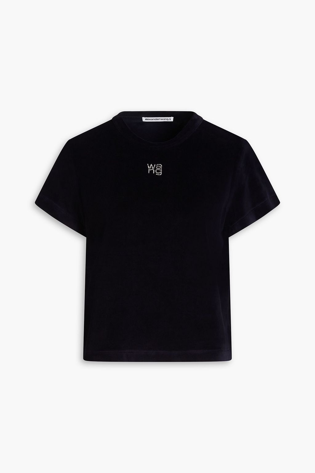 コットン混ベルベット Tシャツ クリスタル付き