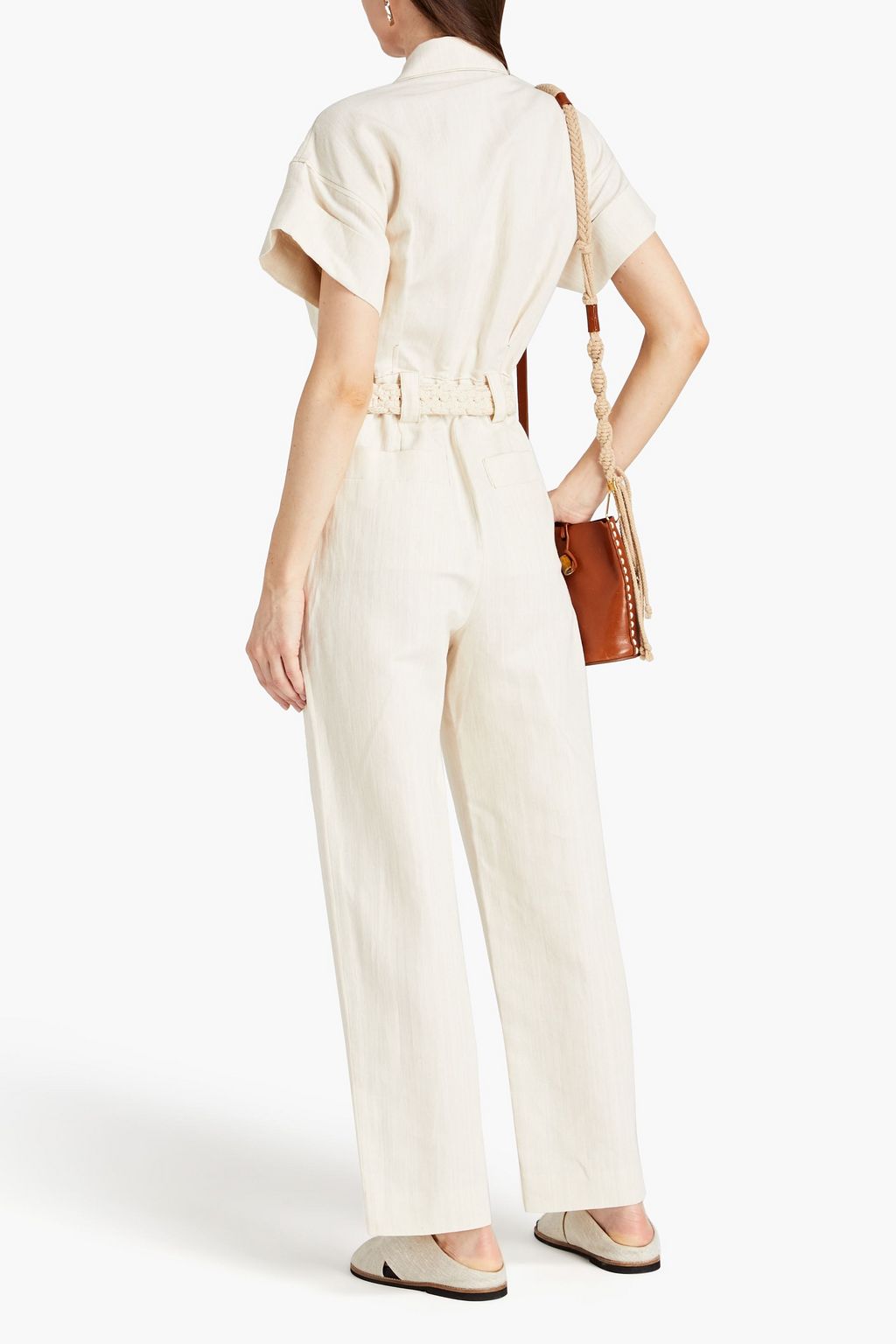 LVIR Pleated cotton and linen-blend jumpsuit