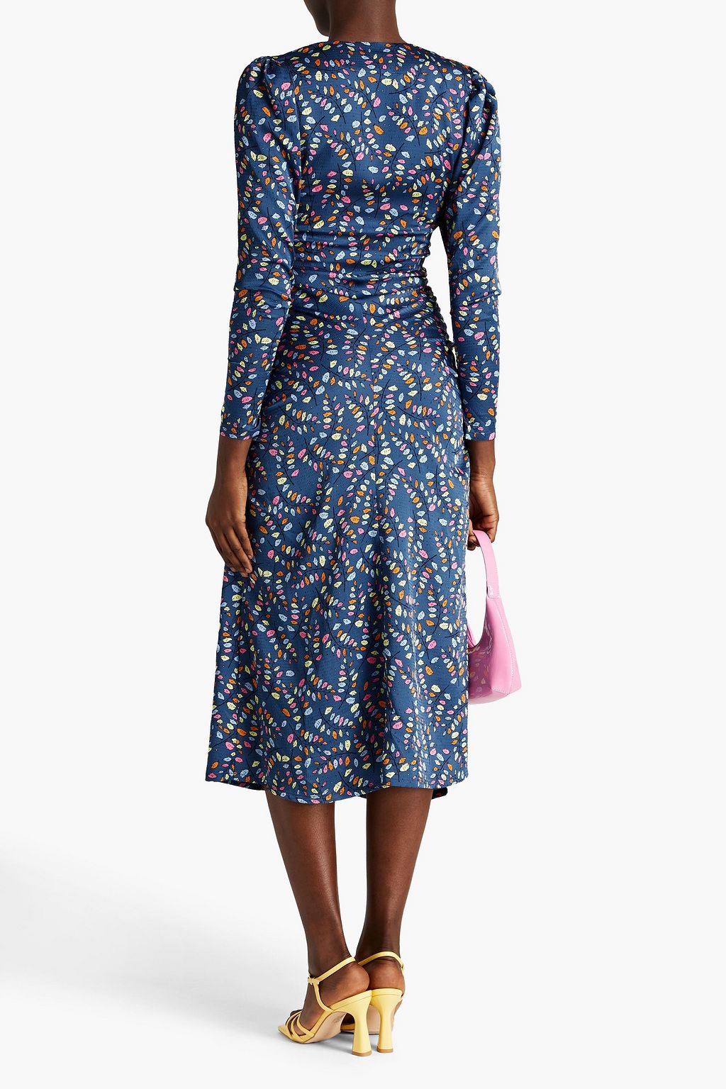STELLA NOVA Addison wrap-effect printed satin midi dress