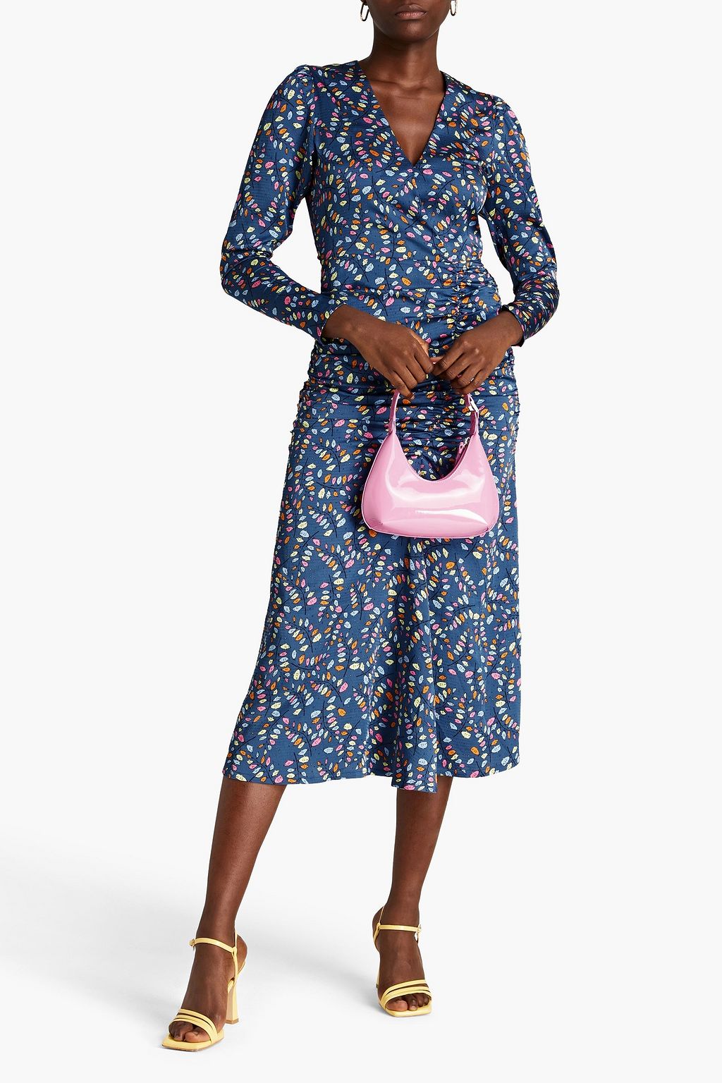STELLA NOVA Addison wrap-effect printed satin midi dress