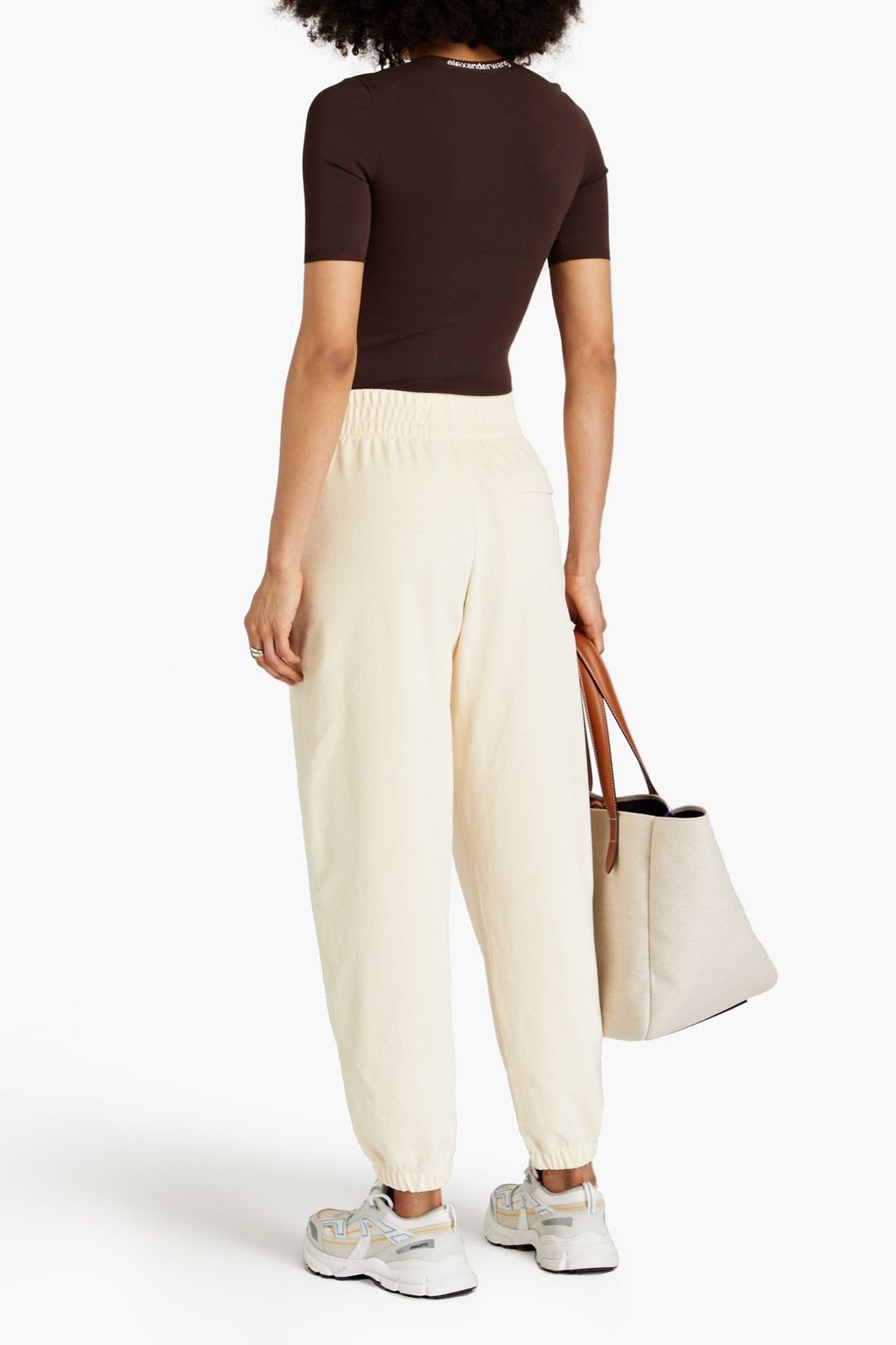 ALEXANDERWANG.T Logo-embellished cotton-blend velour track pants