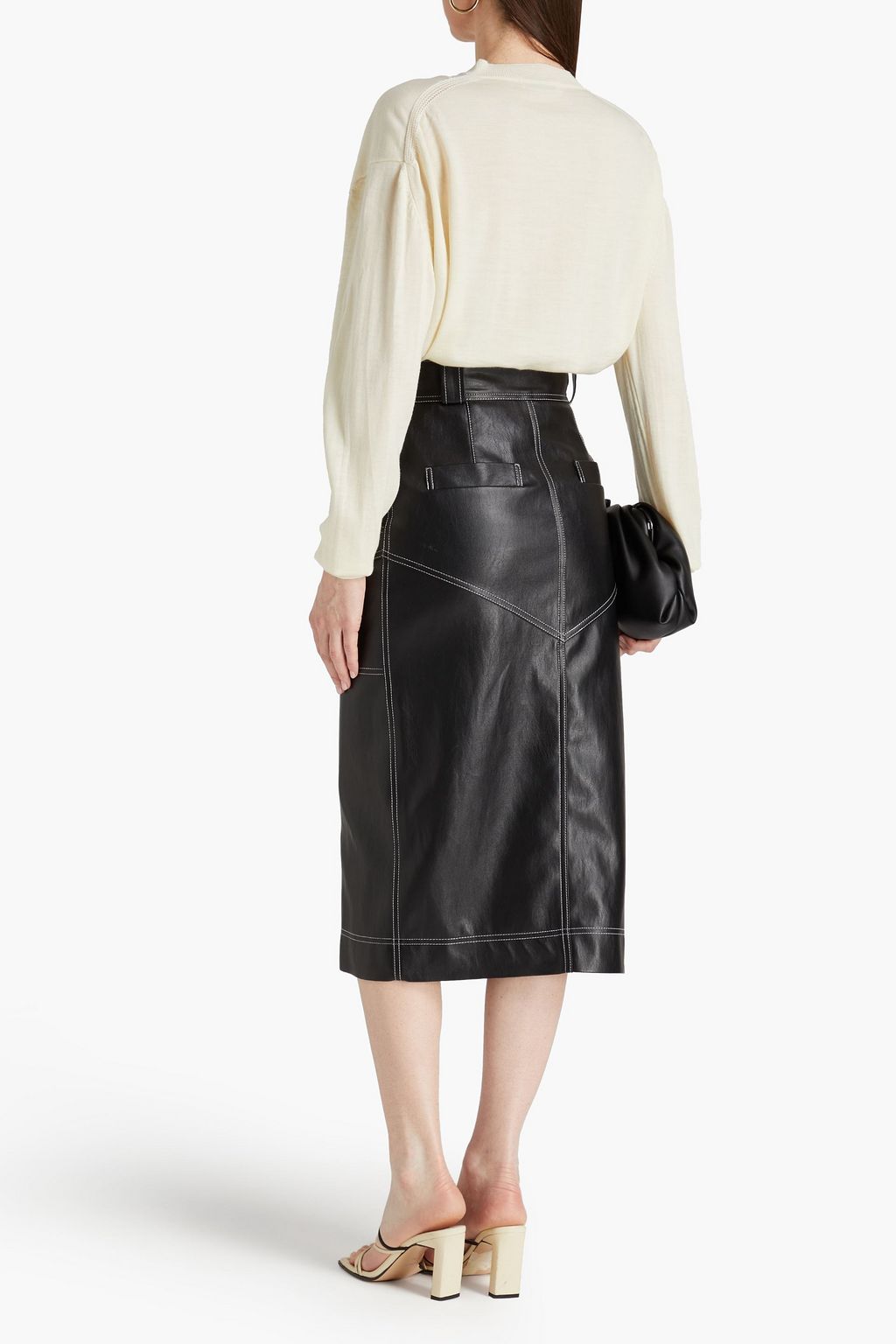 LVIR Faux leather midi pencil skirt