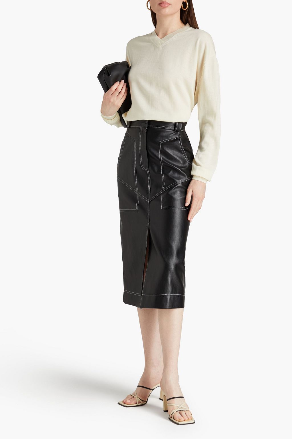 LVIR Faux leather midi pencil skirt