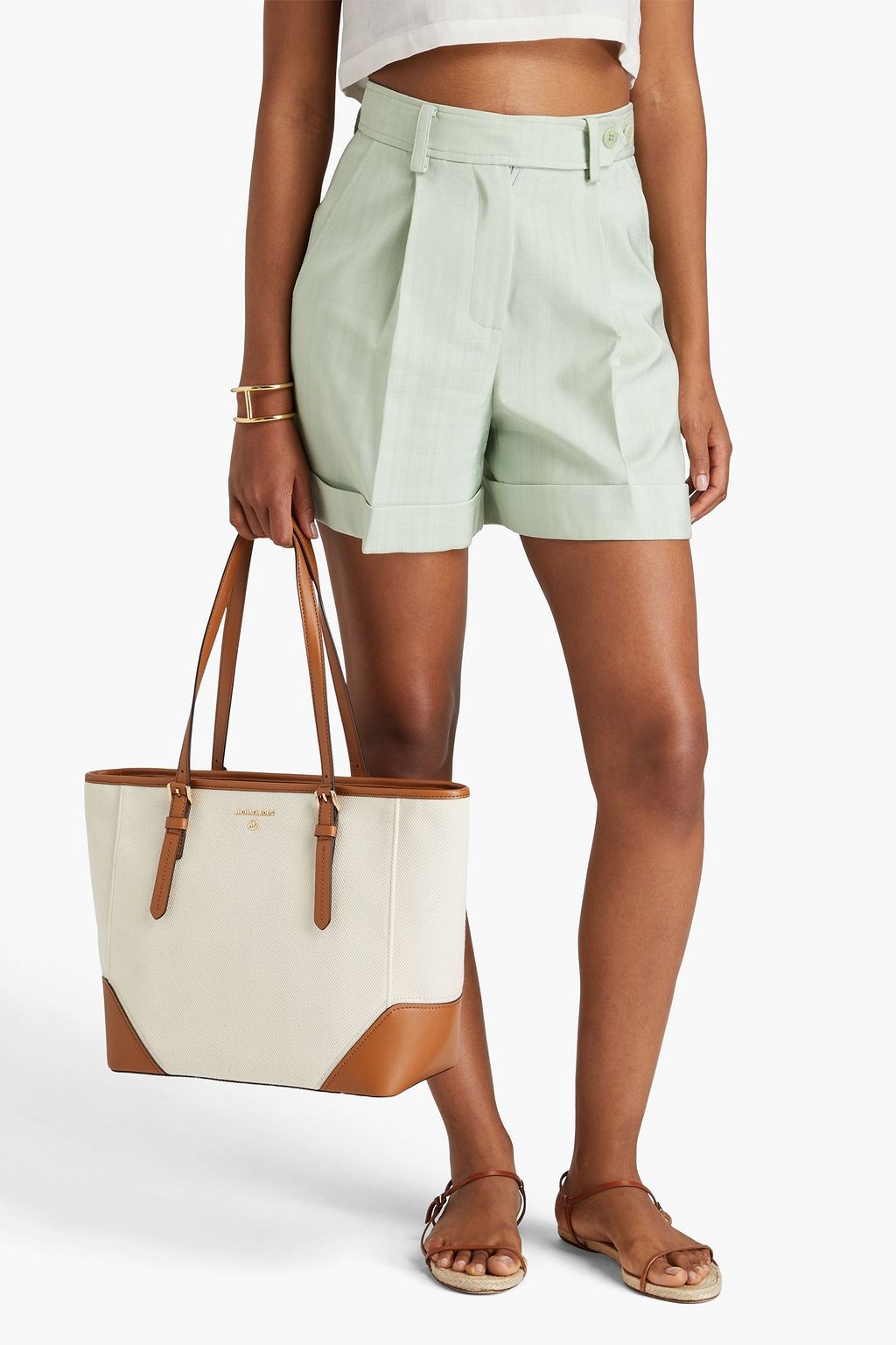 MICHAEL MICHAEL KORS Aria leather-trimmed canvas tote