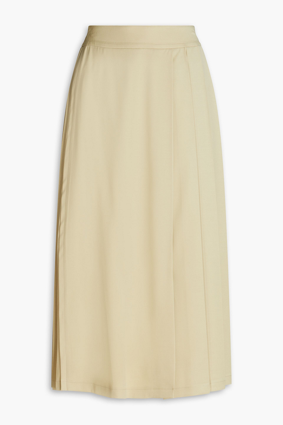 Pleated twill midi skirt