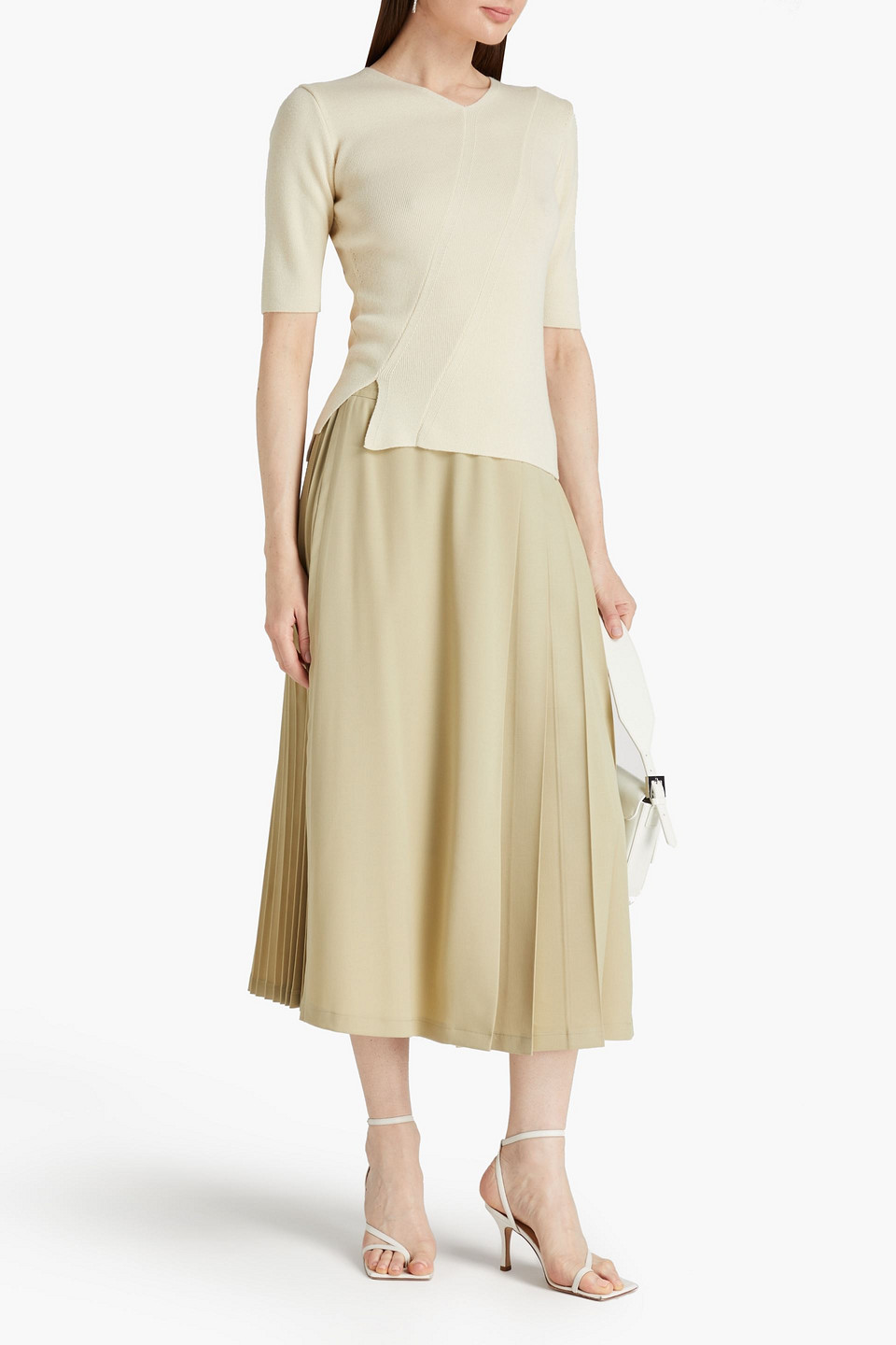 LVIR PLEATED TWILL MIDI SKIRT 3074457345637422634