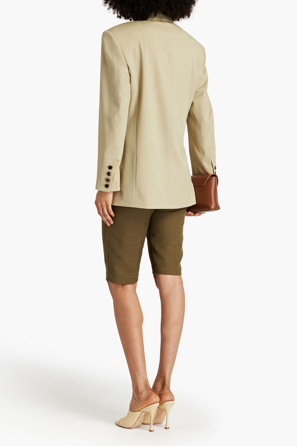 Shop Lvir Double-breasted Twill Blazer In Sage Green