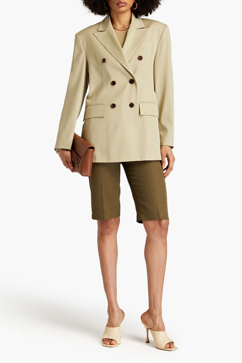 Lvir Doppelreihiger Blazer Aus Twill In Sage Green