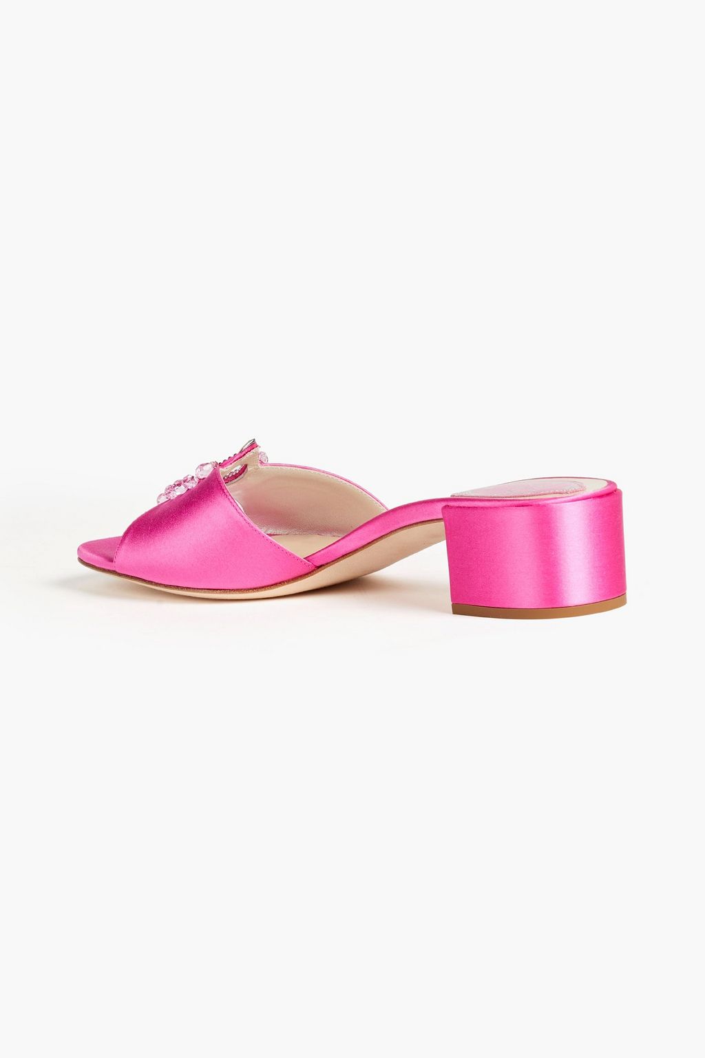 RENE' CAOVILLA Chantel crystal-embellished satin mules