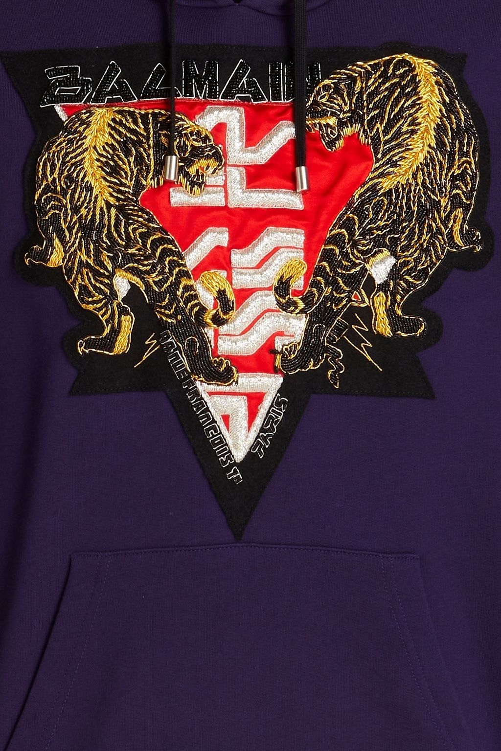 BALMAIN Embellished French cotton-terry hoodie