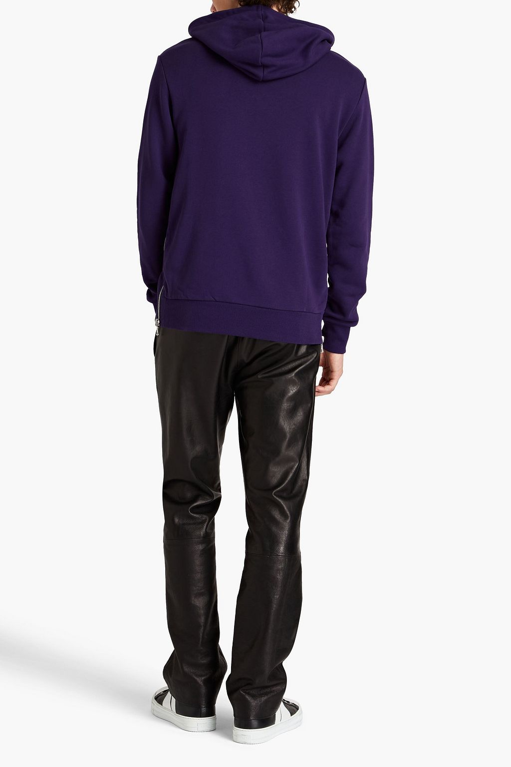 BALMAIN Embellished French cotton-terry hoodie