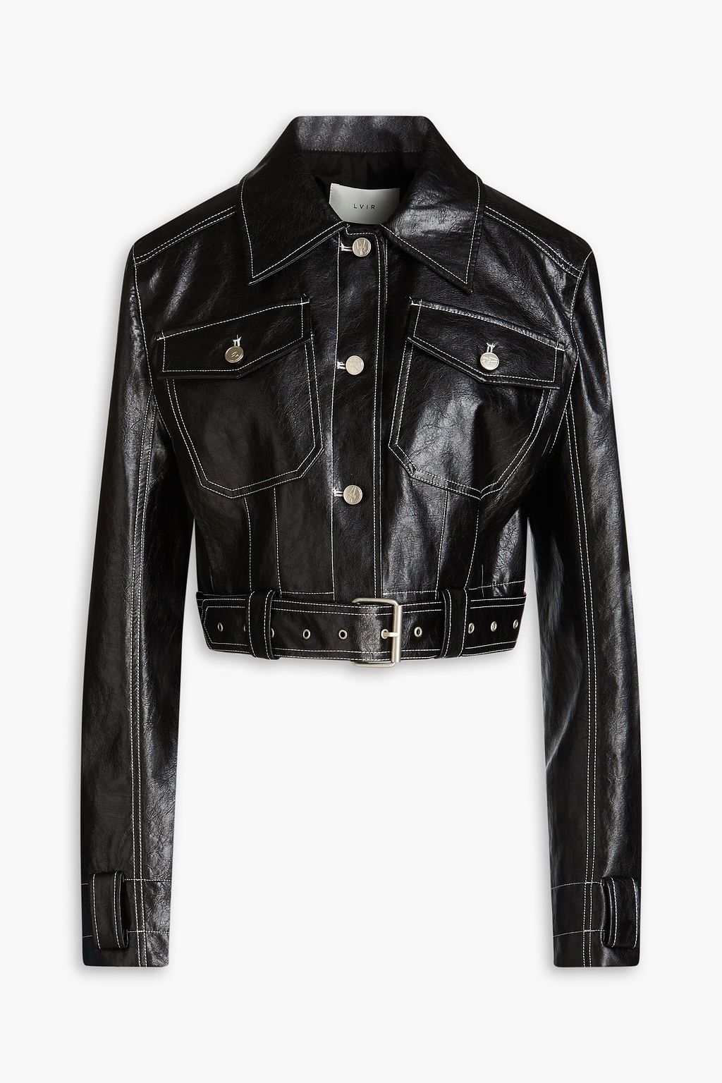 Cropped faux leather jacket