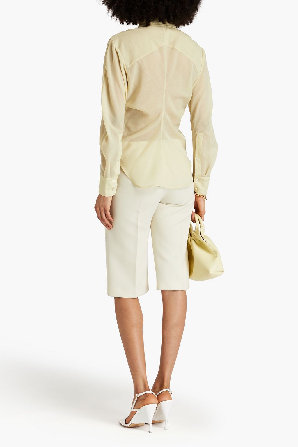 LVIR Shirred wool-blend shirt