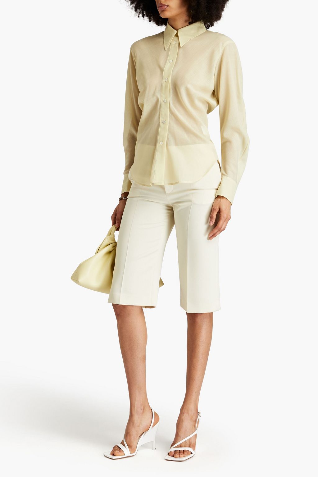 LVIR Shirred wool-blend shirt