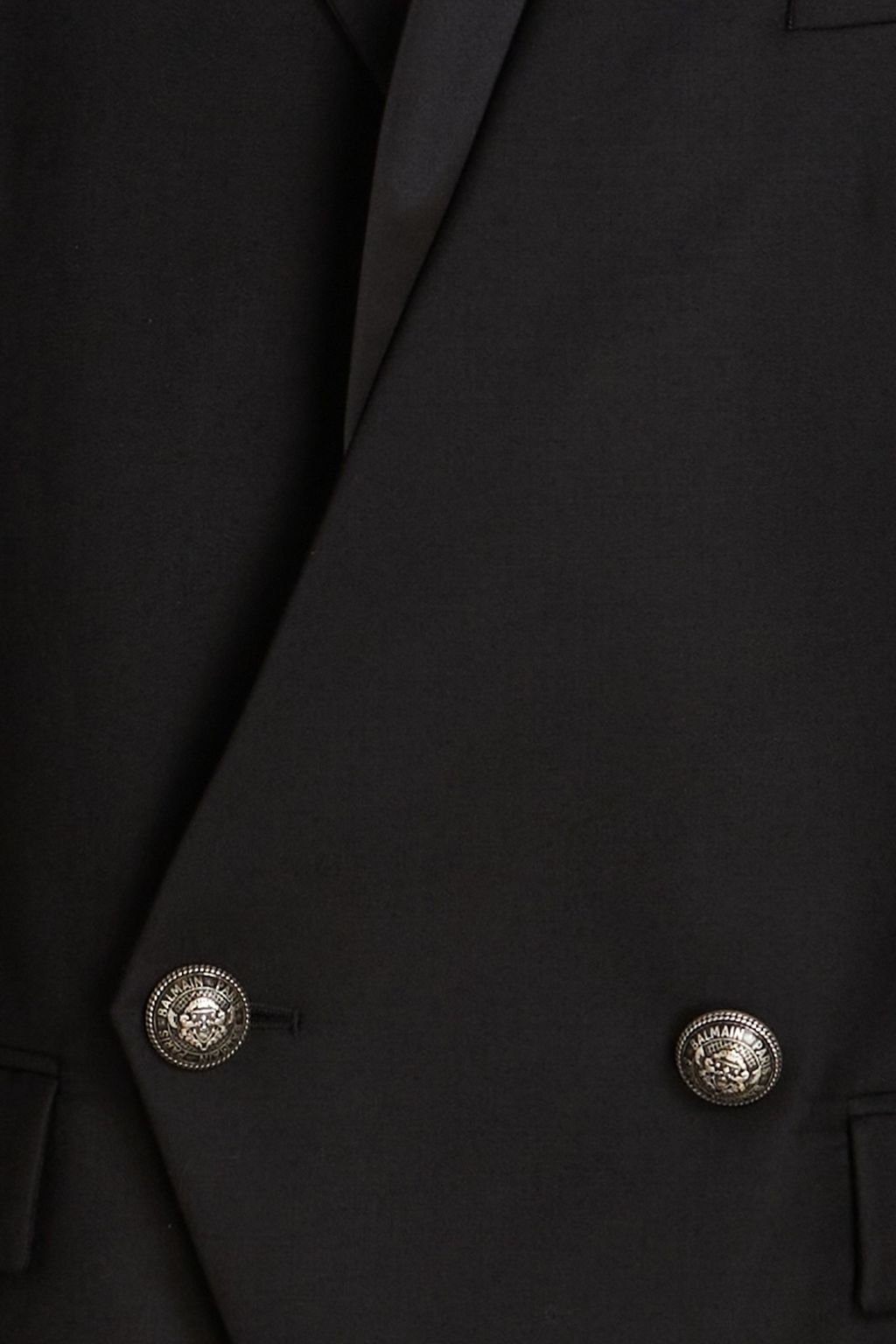 BALMAIN Double-breasted satin-trimmed wool blazer