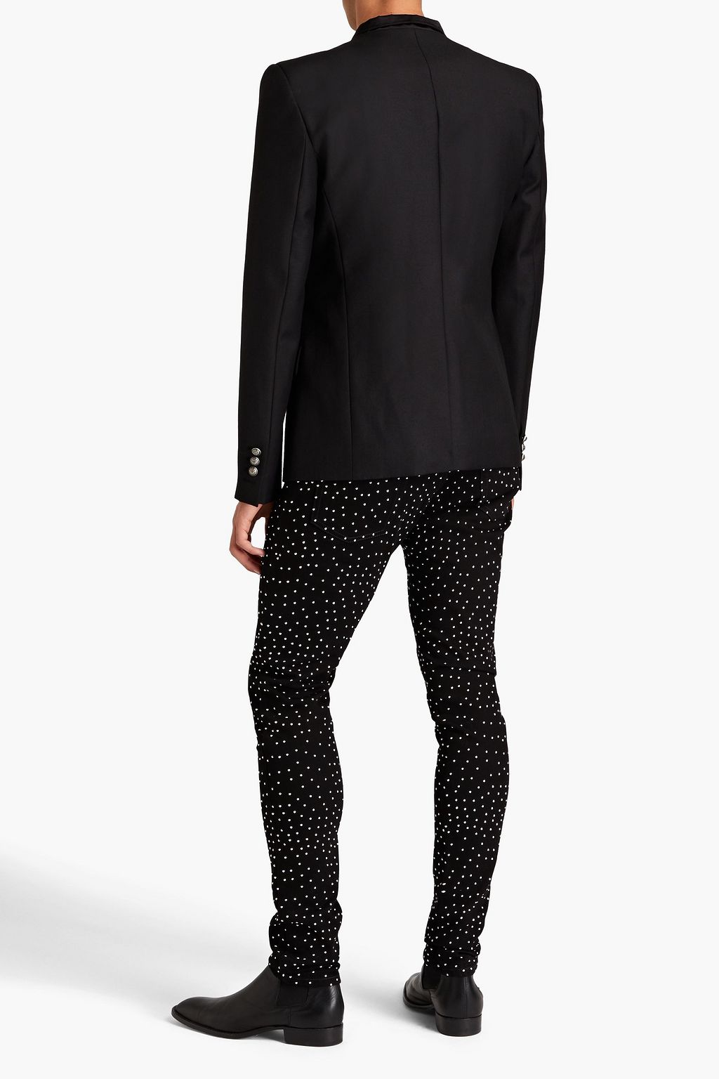 BALMAIN Double-breasted satin-trimmed wool blazer