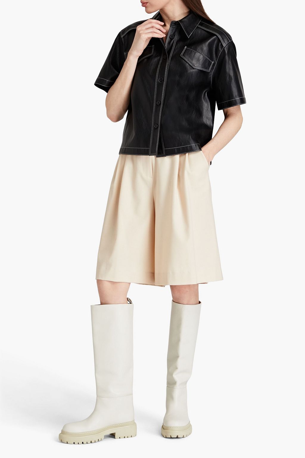 LVIR フェイクレザー シャツ
