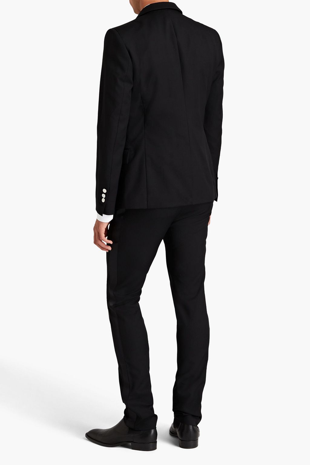 BALMAIN Layered satin-trimmed wool-twill blazer