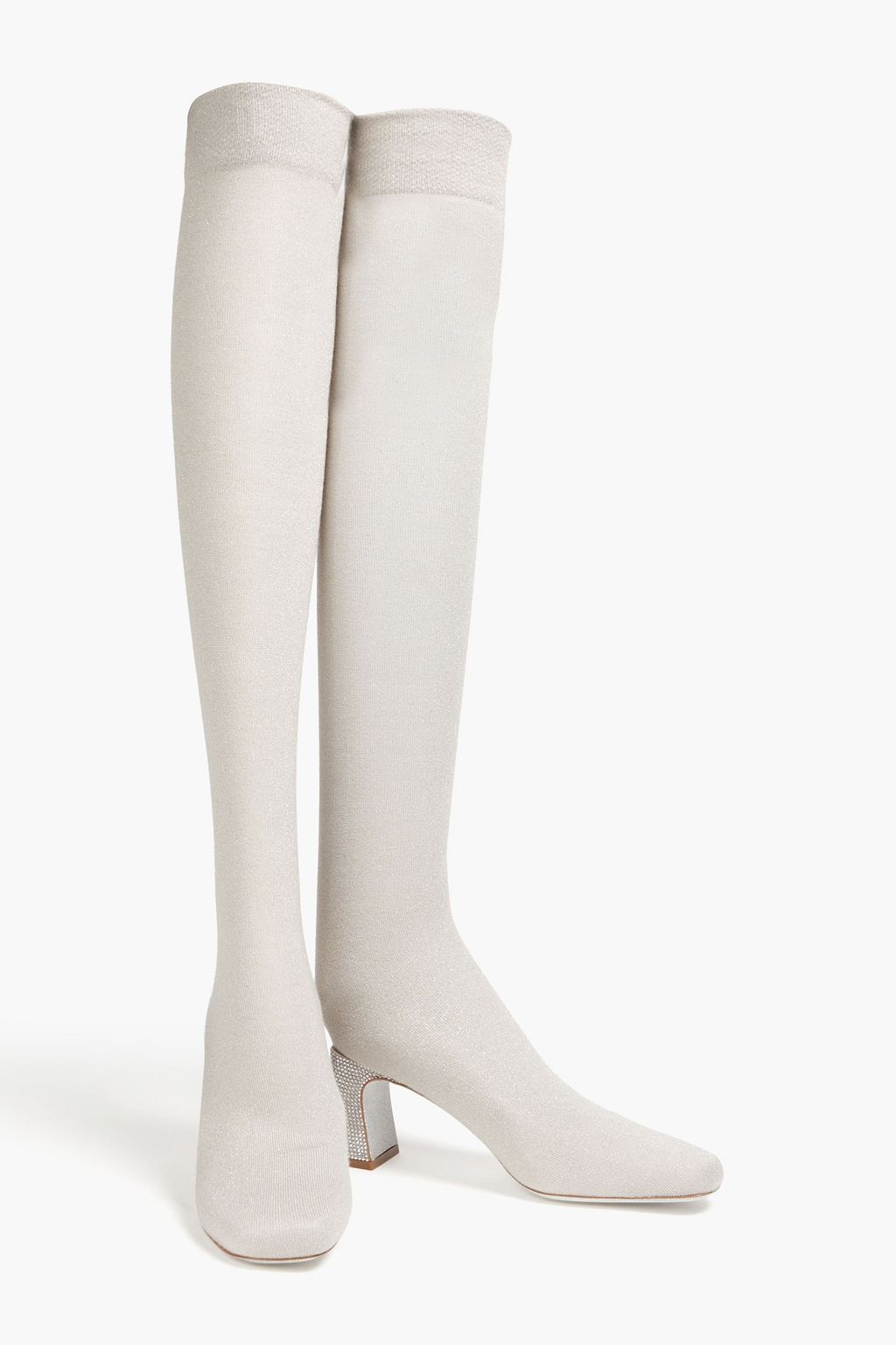 RENE' CAOVILLA Calza metallic stretch-knit over-the-knee boots