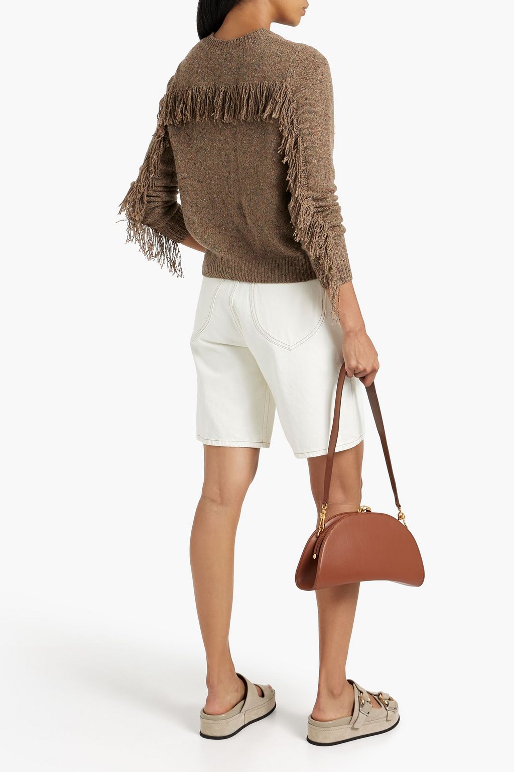 AUTUMN CASHMERE Fringed Donegal cashmere sweater