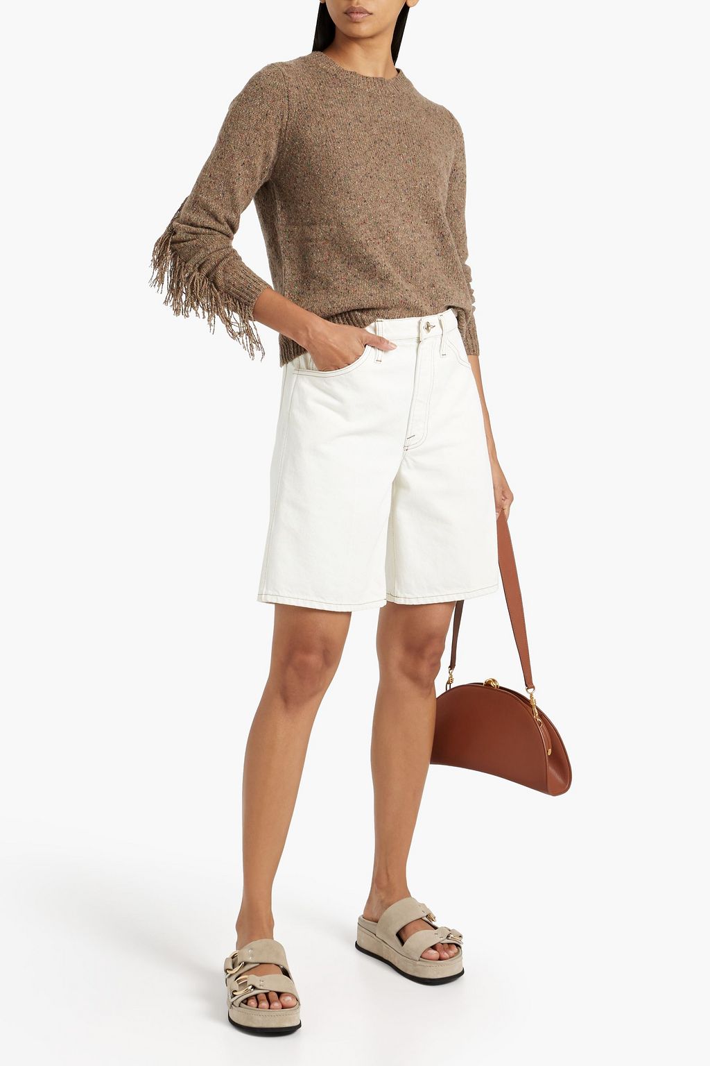AUTUMN CASHMERE Fringed Donegal cashmere sweater