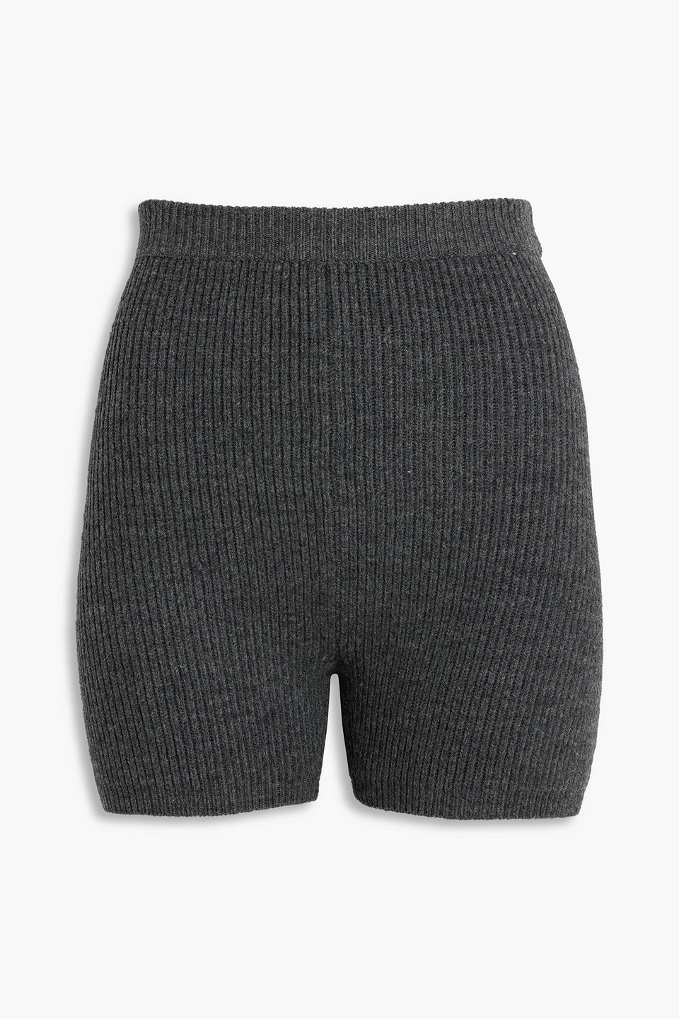 Alexander Wang T Ribbed Wool-blend Shorts In Dark Gray