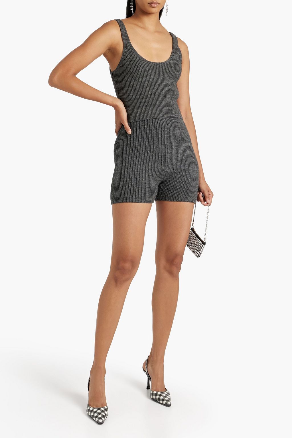 ALEXANDERWANG.T شورت من مزيج الصوف بتصميم مضلع
