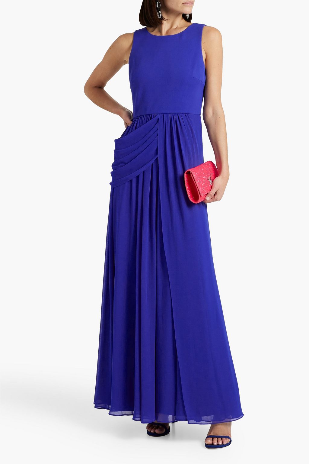 BADGLEY MISCHKA فستان سهرة من الشيفون بتصميم منسدل
