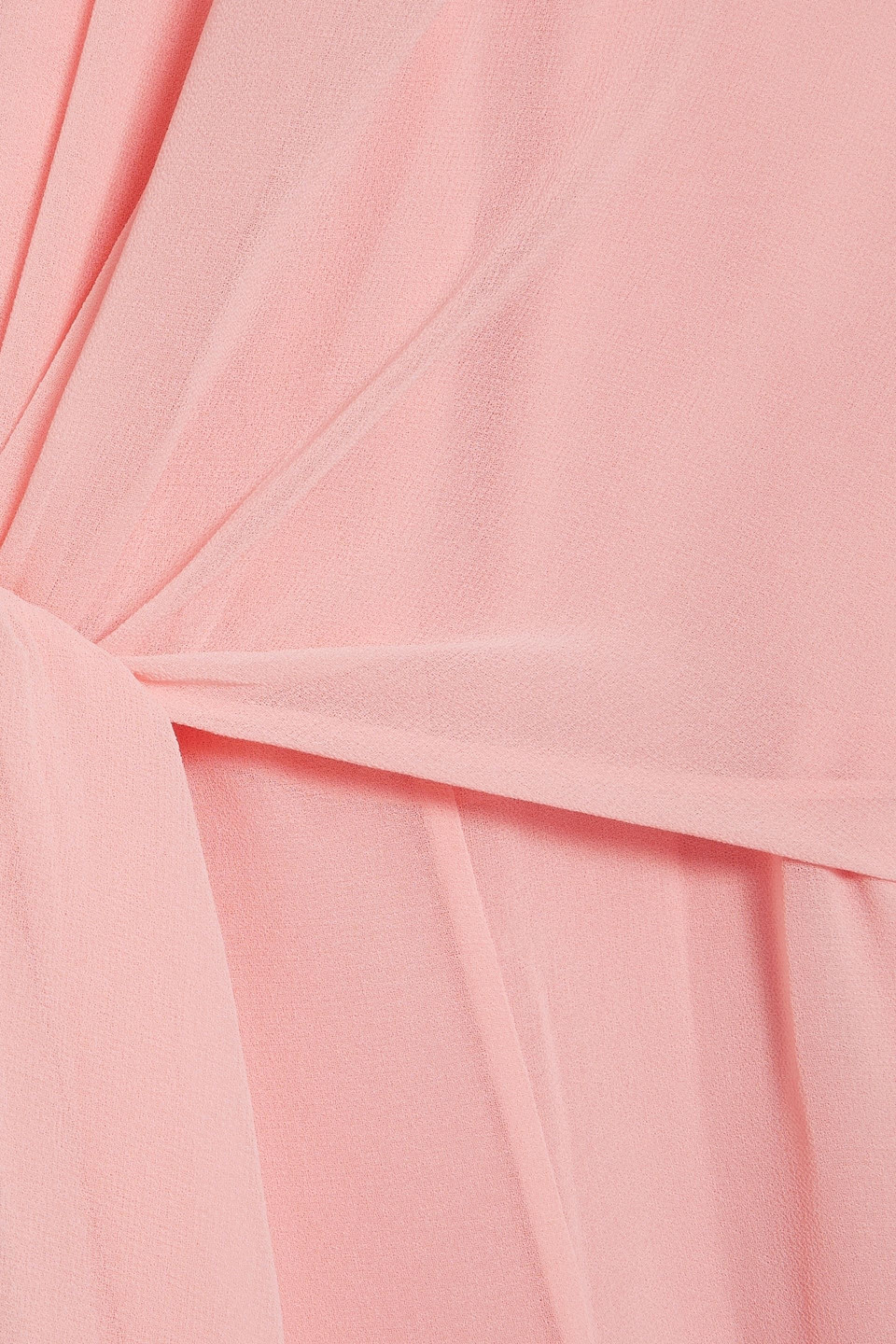 Badgley Mischka Asymmetric Draped Chiffon Gown In Baby Pink