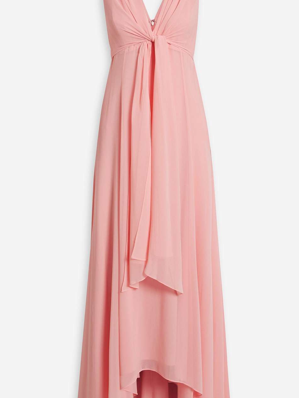 asymmetric draped chiffon gown