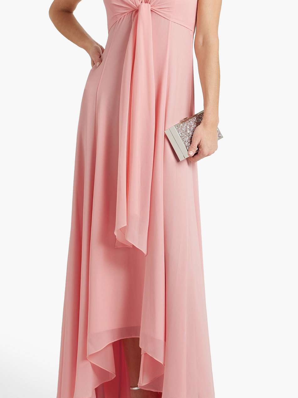 asymmetric draped chiffon gown